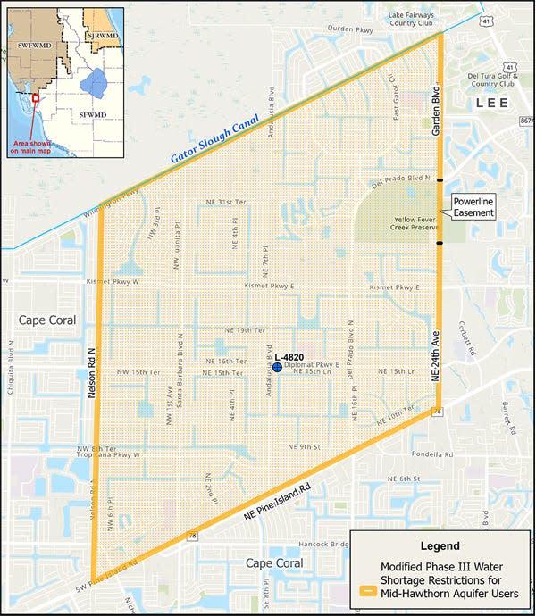 A special 1-day watering schedule was implemented for northeast Cape Coral.