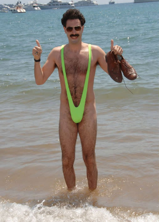 And who could forget Sacha Baron Cohen's fluoro mankini in 2006's <i>Borat</i>... Not even if you tried...