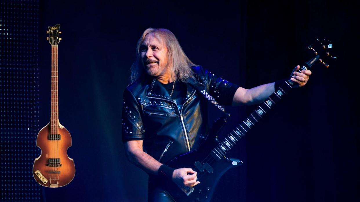  Ian Hill of Judas Priest performs in support of the Redeemer Of Souls Tour at Fox theater on October 19, 2014 in Detroit, Michigan. 