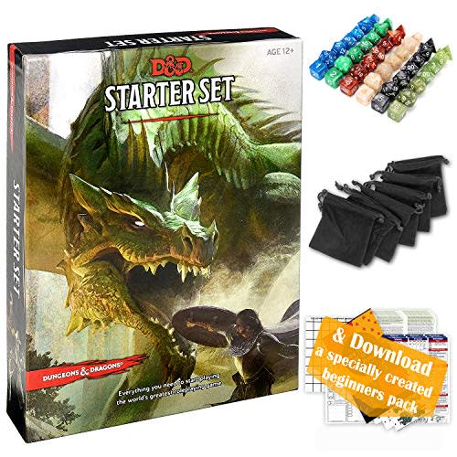 Dungeons and Dragons Starter Set 5th Edition - DND Starter Kit - Dice in Black Bag - Fun DND Rolling Board Games for Adults - New Adult Magic Board Game 5e Beginner Popular Pack Die Book