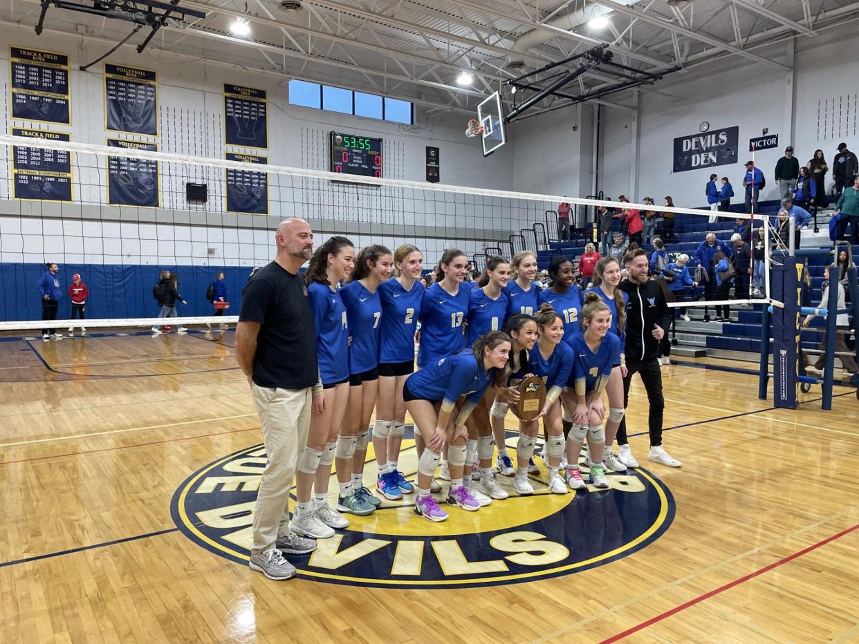 Webster Schroeder (19-1) defeated Section VI's Frontier 3-0 in the NYSPHSAA Class AA Far West Regional on Saturday, Nov. 11, 2023 at Victor High School. The Warriors win clinched a spot in the state tournament.