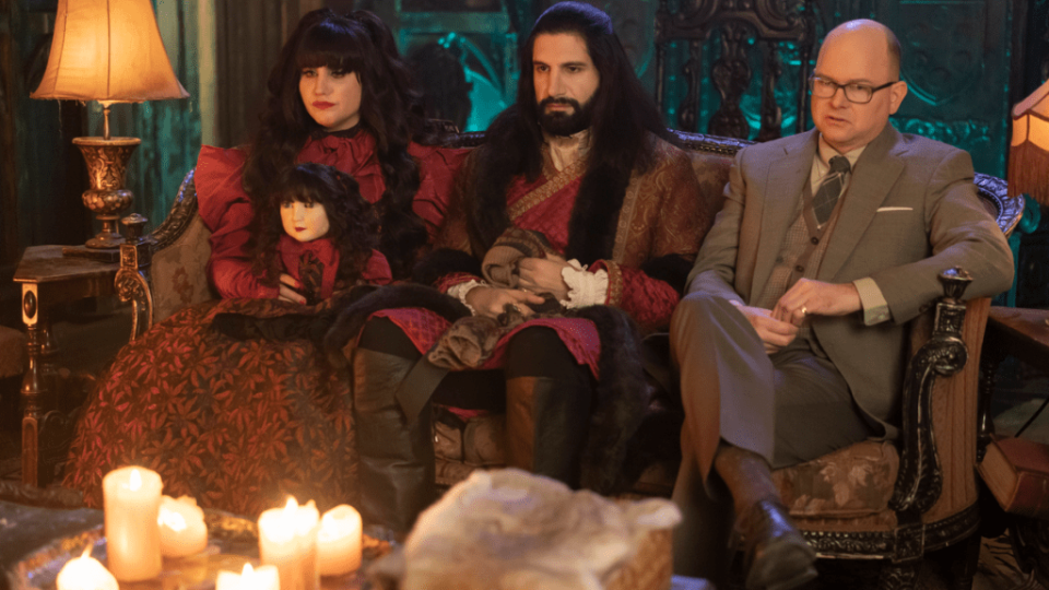 Natasia Demetriou, Kayvan Novak and Mark Proksch in "What We Do in the Shadows" (FX)