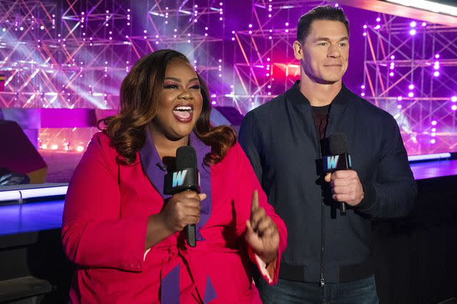 Tyler Golden/TBS/Warnermedia Nicole Byer and John Cena on 'Wipeout'