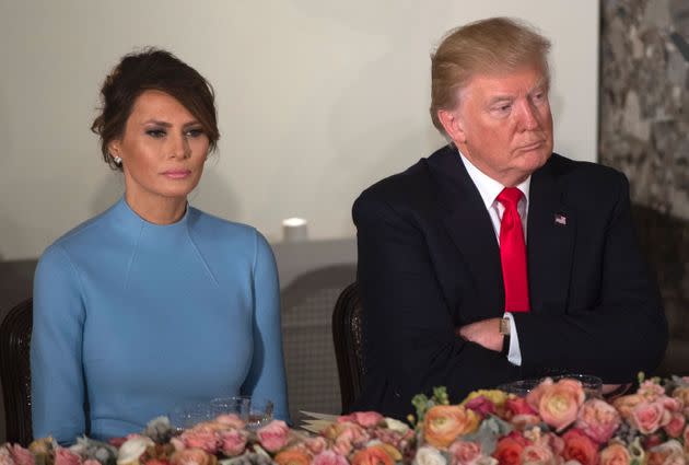 Melania and Donald Trump at a luncheon following the 2017 presidential inauguration.