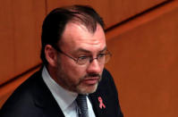 Mexico's Foreign Minister Luis Videgaray gives a speech to senators during a plenary session of Mexico's Senate in Mexico City, Mexico October 9, 2018. REUTERS/Henry Romero