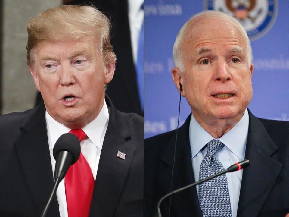 President Donald Trump (left) and Sen. John McCain | SHAWN THEW/EPA-EFE/REX/Shutterstock; Mustafa Ozturk/Anadolu Agency/Getty