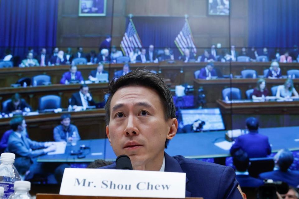 <div class="inline-image__caption"><p>TikTok Chief Executive Shou Zi Chew testifies before a House Energy and Commerce Committee hearing entitled "TikTok: How Congress can Safeguard American Data Privacy and Protect Children from Online Harms," as lawmakers scrutinize the Chinese-owned video-sharing app, on Capitol Hill in Washington, D.C., March 23, 2023.</p></div> <div class="inline-image__credit">EVELYN HOCKSTEIN/Reuters</div>