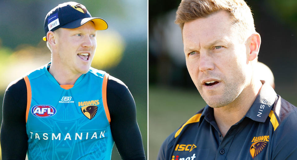 Seen here, Hawthorn captain James Sicily and coach Sam Mitchell.