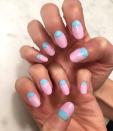 <p>Blue and pink aren't a common color combo, but you can't deny that these half-moon, sky blue nail beds really pop against a bubblegum pink base.</p><p><a href="https://www.instagram.com/p/Bp3Gb8Qh_xj/&hidecaption=true" rel="nofollow noopener" target="_blank" data-ylk="slk:See the original post on Instagram;elm:context_link;itc:0;sec:content-canvas" class="link ">See the original post on Instagram</a></p>