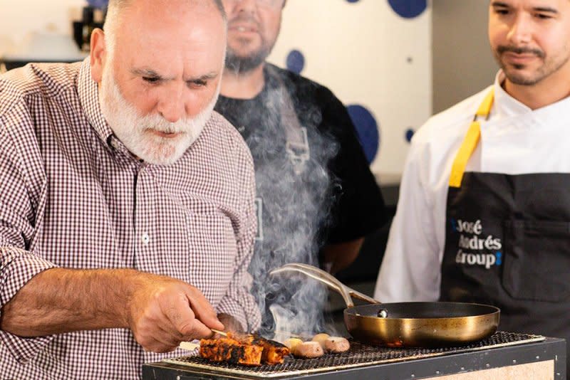 Chef José Andrés grills GOOD Meat cultivated chicken at his restaurant China Chilcano in Washington, D.C. Photo courtesy of GOOD Meat Inc.