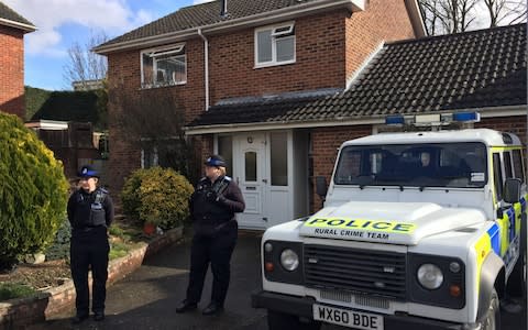 Police Community Support Officers stand outside the Salisbury home of Sergei Skripal  - Credit: Ben Mitchell/PA