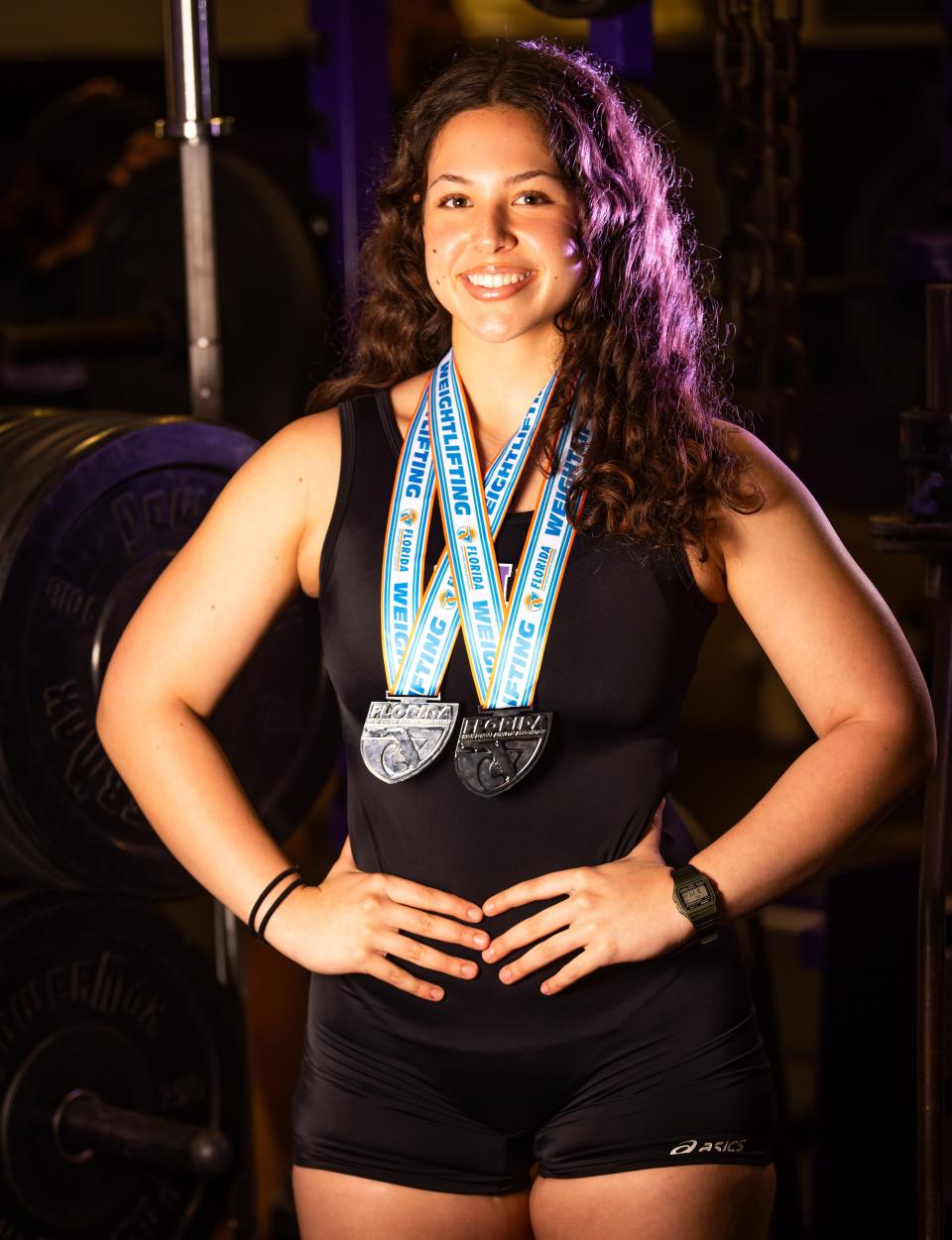 Gainesville High School junior Ori Sela is this year’s Gainesville Sun Girls Weightlifter of the Year. She took second place in State Weightlifting with Traditional, which is bench and clean and jerk and second place in Olympic, which is snatch and clean and jerk. [Doug Engle/Ocala Star Banner]2022