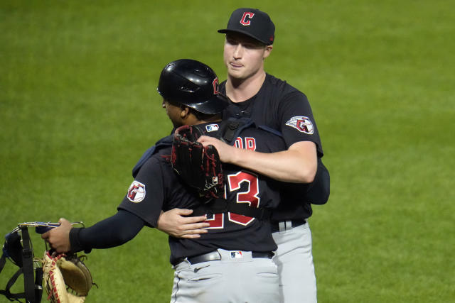 Guardians Bo Naylor gets first hit, Josh Naylor celebrates in dugout