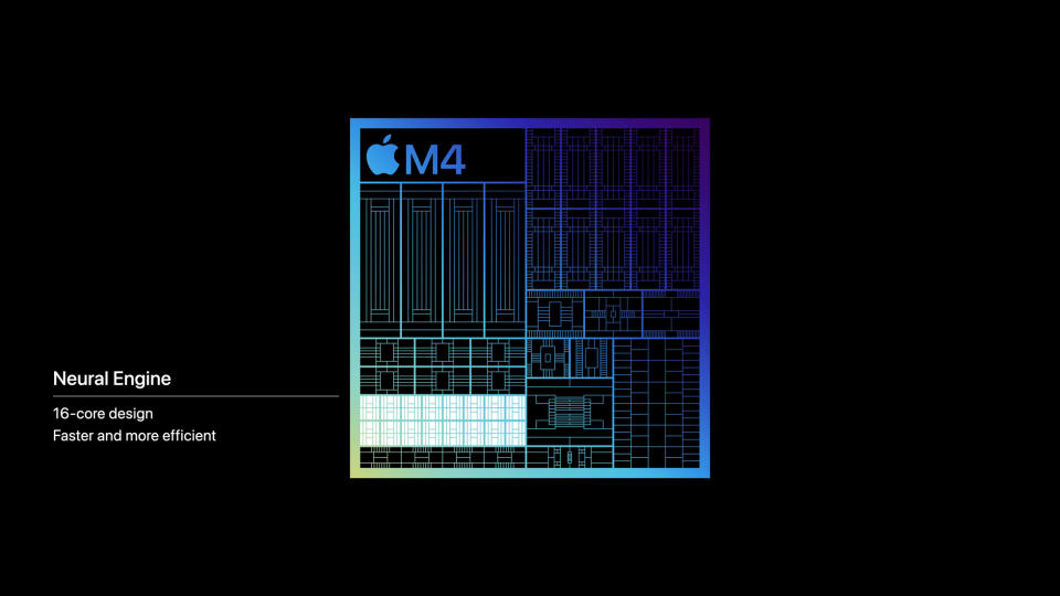 Το τσιπ M4 της Apple φέρνει μαζί του αυξημένες δυνατότητες τεχνητής νοημοσύνης, οι οποίες θα μπορούσαν να οδηγήσουν στο τι θα γίνει στο WWDC τον επόμενο μήνα.  (Εικόνα: Apple)