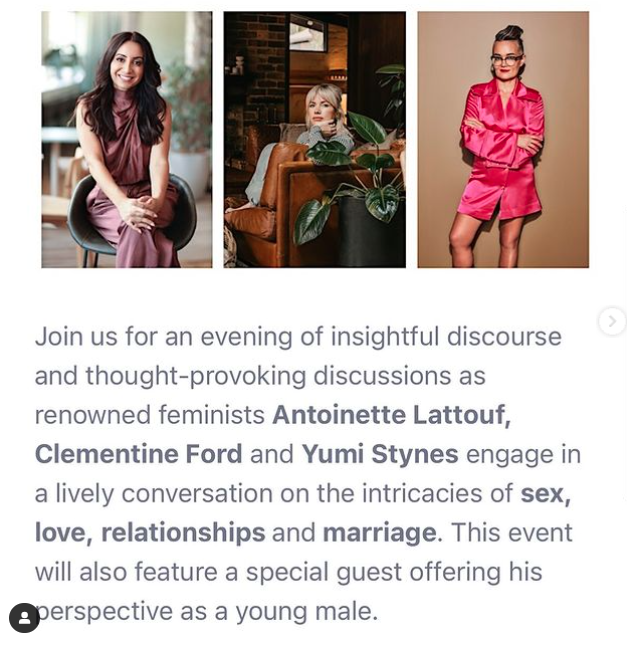 Antoinette Lattouf, Clementine Ford and Yumi Stynes original panel talk post 