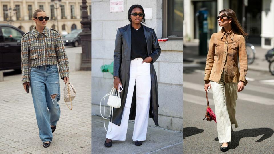 2. How to style wide leg pants with ballet pumps