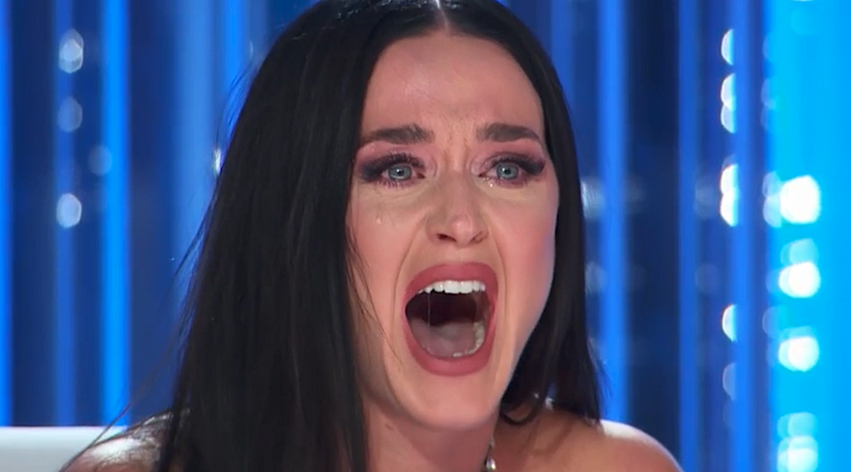 Katy Perry breaks down while speaking to 'American Idol' contestant Trey Louis, a survivor of the Santa Fe High School shooting in 2018. (Photo: ABC) 