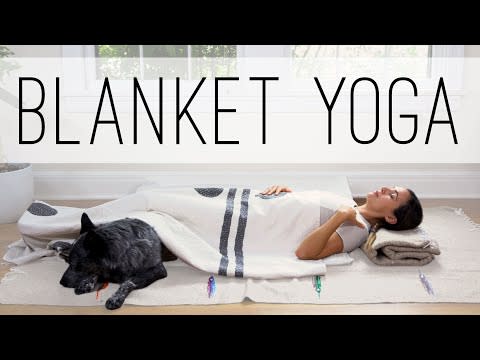 <p><strong>How long? </strong>40 minutes</p><p>Get ready to get cosy with a blanket-focused yoga session. Based on restorative poses, it's the perfect class for when the world feels too much and you want to find a place of calm. </p><p><a href="https://www.youtube.com/watch?v=ABcqXvx5Ffg&ab_channel=YogaWithAdriene" rel="nofollow noopener" target="_blank" data-ylk="slk:See the original post on Youtube;elm:context_link;itc:0;sec:content-canvas" class="link ">See the original post on Youtube</a></p>