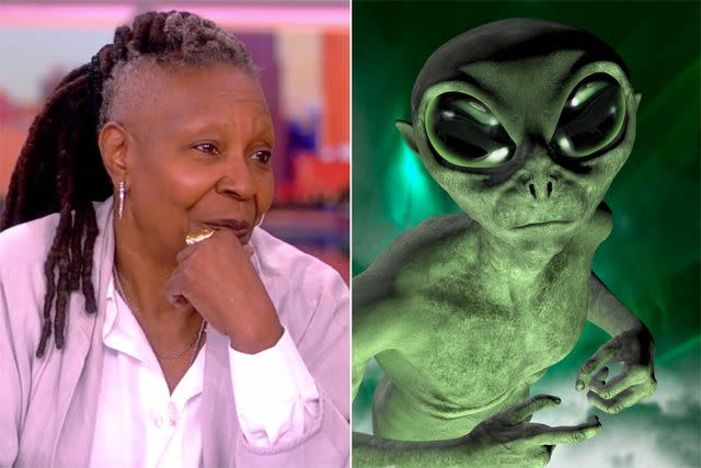<p>ABC; Getty</p> Whoopi Goldberg confirms aliens exist on 'The View'