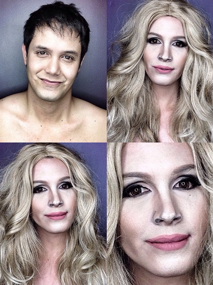 Makeup artist Paolo Ballesteros transforms himself into Julia Roberts.