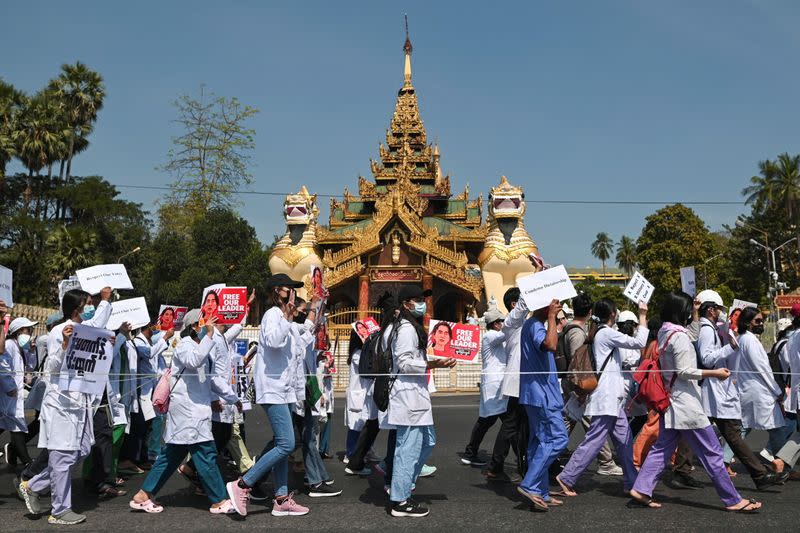 Protest against the military coup continues, in Yangon