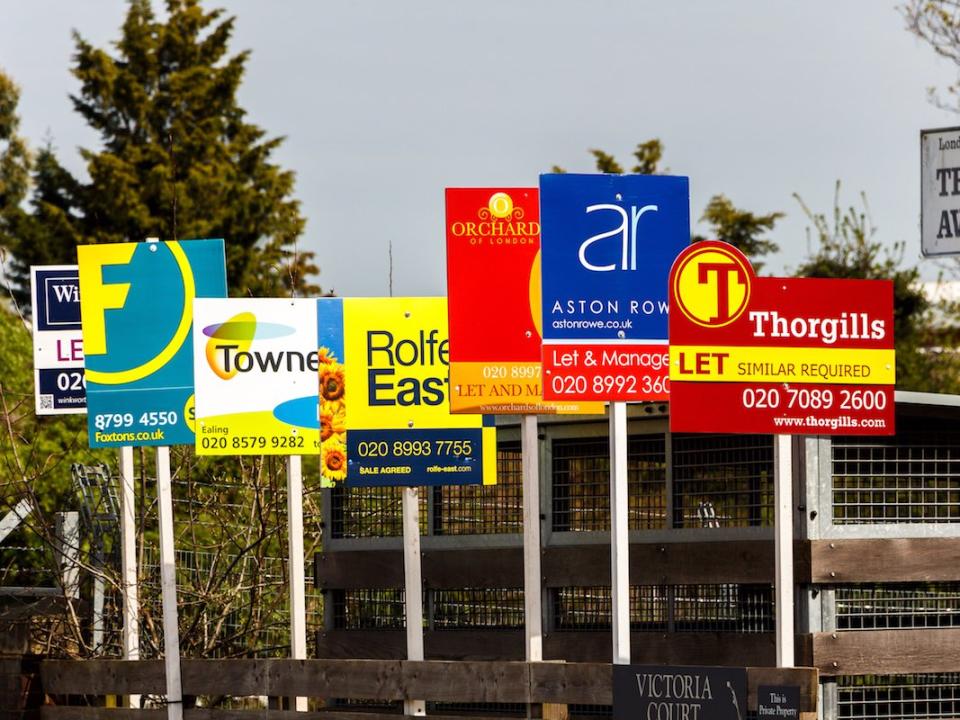 For sale signs in Ealing, west London, 2015.