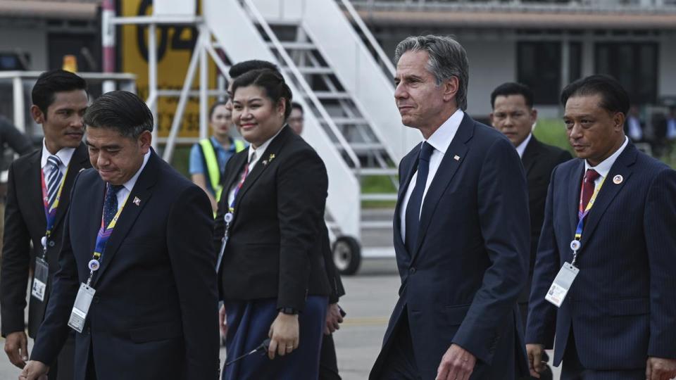 US Secretary of State Antony Blinken arrives in Vientiane, Laos