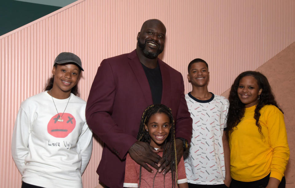 Shaquille O'Neal and four of his children