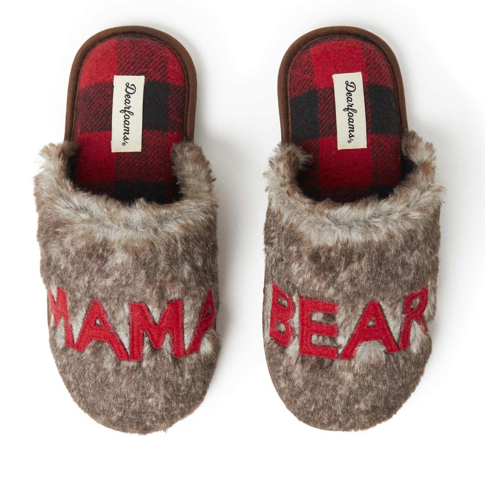 furry mama bear scuff slipper