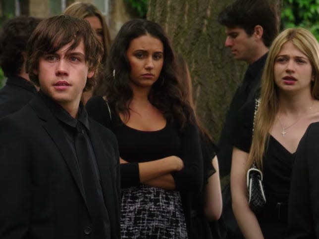 eli bianca becky and dallas at adam's funeral on degrassi