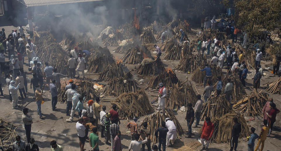 Funeral pyres in India.