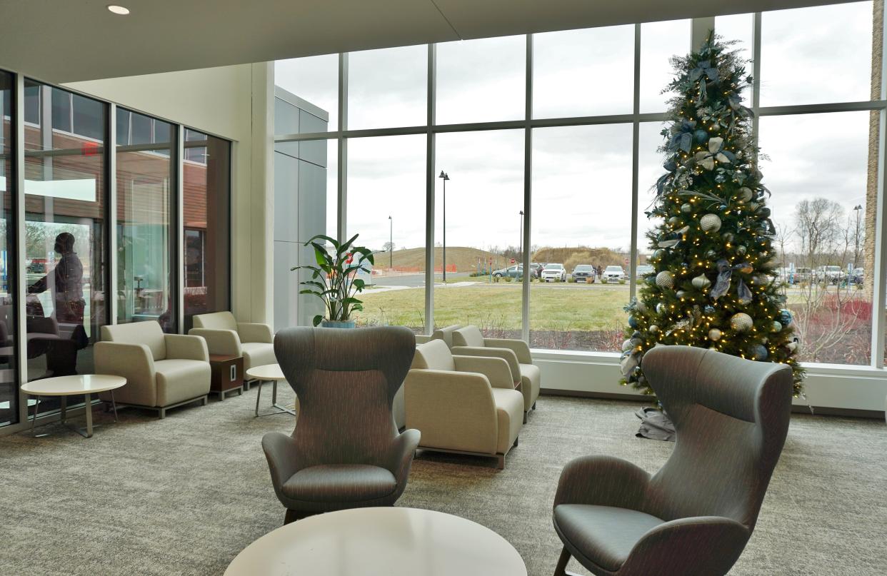 A lobby at OhioHealth Pickerington Methodist Hospital as seen at an open house on Dec. 3, 2023. The facility opens Dec. 6.