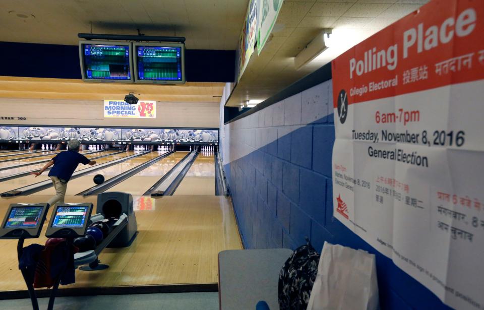 November 8, 2016 voting day at the Lawn Lanes Bowling Alley in Chicago.