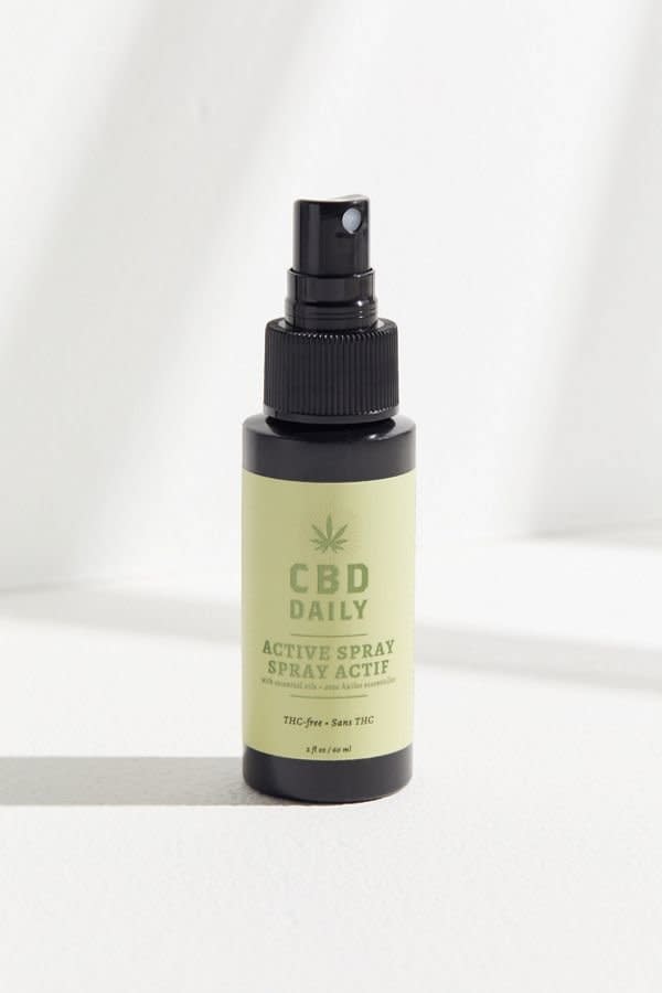 This CBD Daily body spray soothes sore muscles after a tough workout with CBD oil and natural extracts like hemp seed and peppermint oils. <strong><a href="https://fave.co/2F3v4KT" target="_blank" rel="noopener noreferrer">Find it at Urban Outfitters for $25</a></strong>