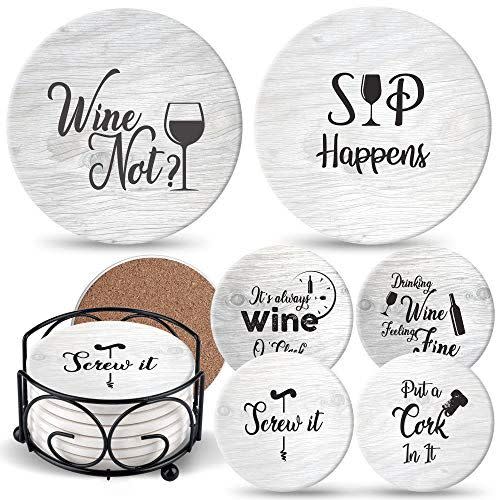 6) Coasters for Drinks Absorbents with Holder
