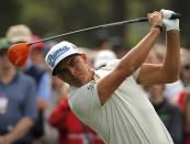 Rickie Fowler of the U.S. hits off the first tee during his practice round ahead of the 2015 Masters at the Augusta National Golf Course in Augusta, Georgia April 6, 2015. REUTERS/Brian Snyder