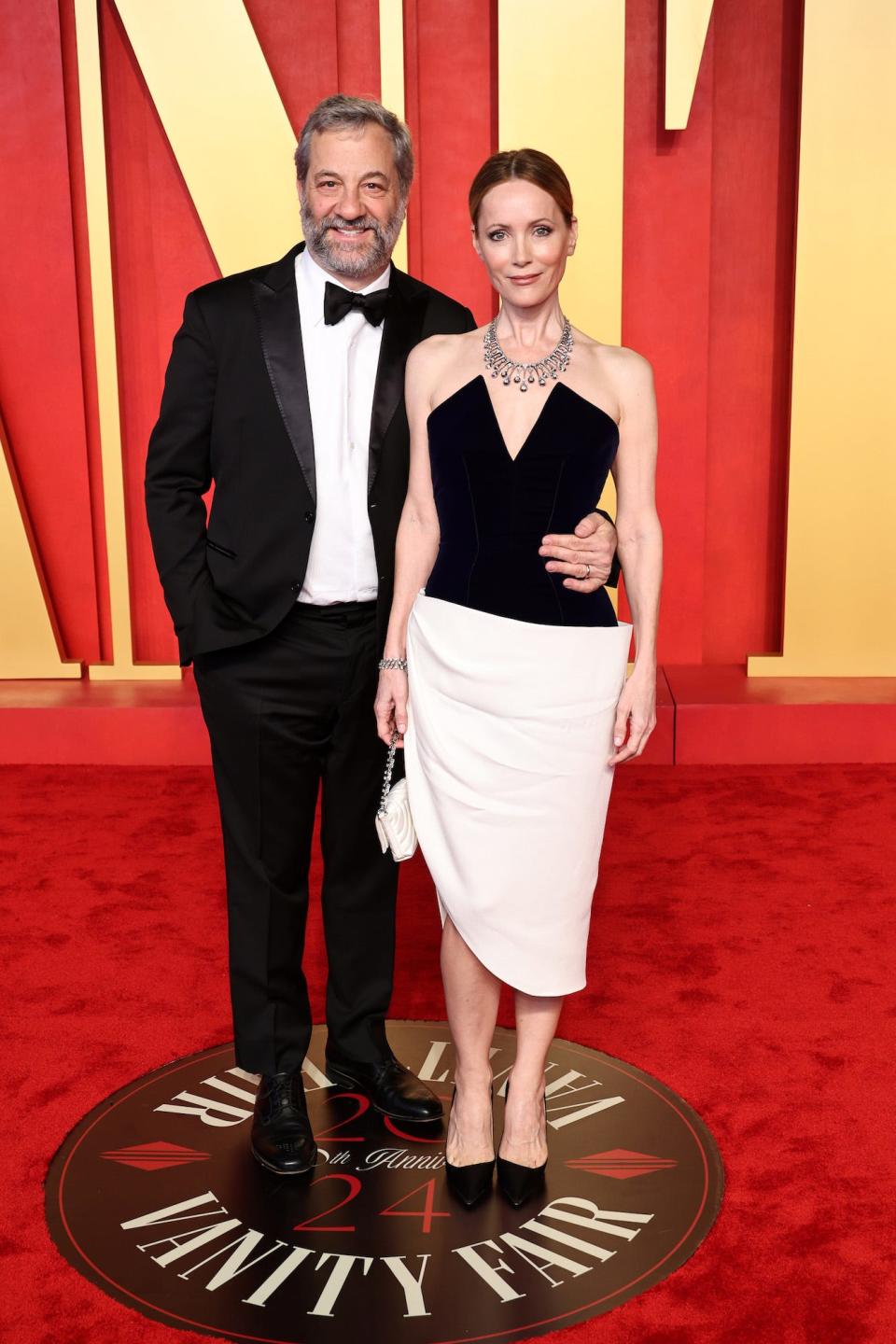 Judd Apatow and Leslie Mann attend the 2024 Vanity Fair Oscars after-party.