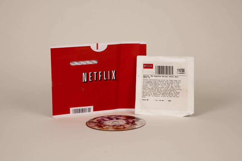 Netflix DVD, sleeve and mailing envelope