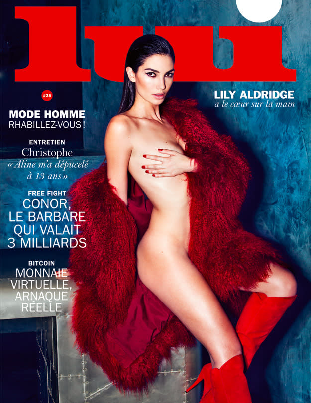 Nous ne sommes pas en reste puisque la top Lily Aldridge s’offre la couverture de Lui, magazine masculin aux couvertures furieusement scandaleuses. 