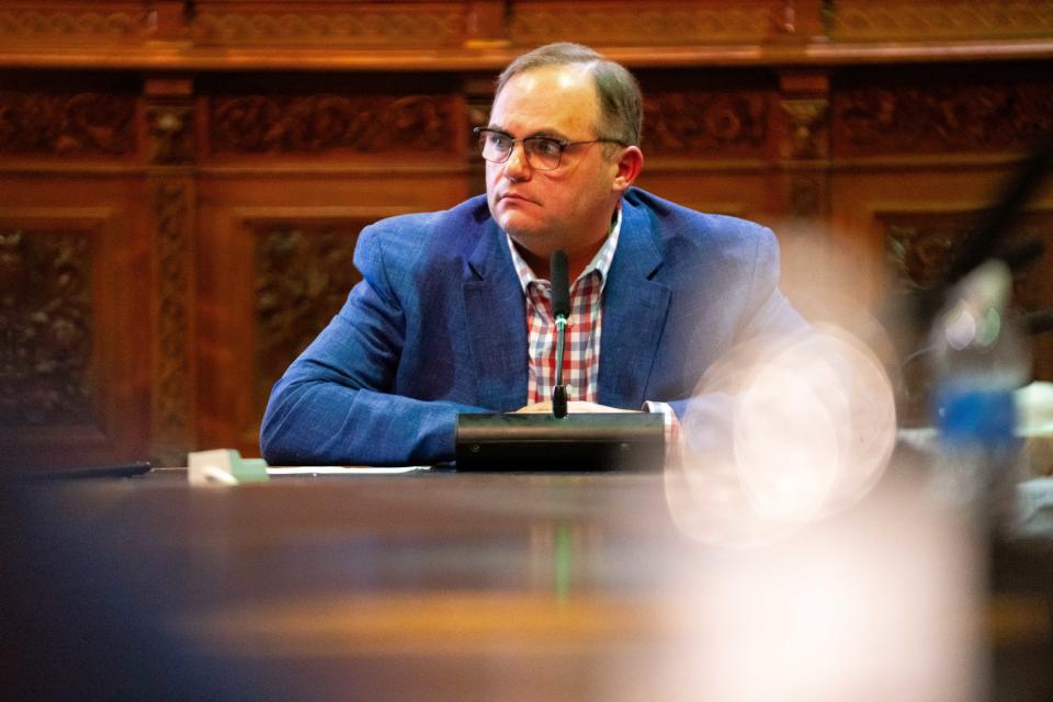 Steve Deace speaks in support of HF 2389 Monday, Feb. 12, 2024, at the Iowa State Capitol.