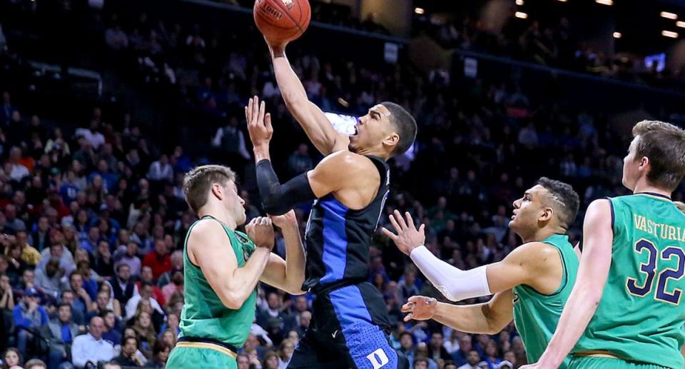 Jayson Tatum came up big for Duke in the ACC tourney final. (Getty)