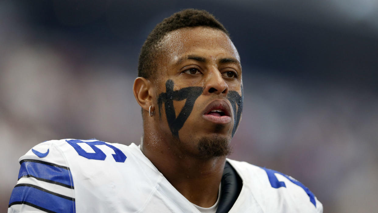 Greg Hardy knocked out Joe Hawkins 32 seconds into the first round in the former NFL defensive end’s MMA debut. (AP)
