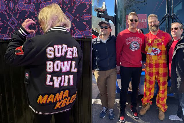 <p>newheightshow/X</p> The Kelce Family at the 2024 Super Bowl