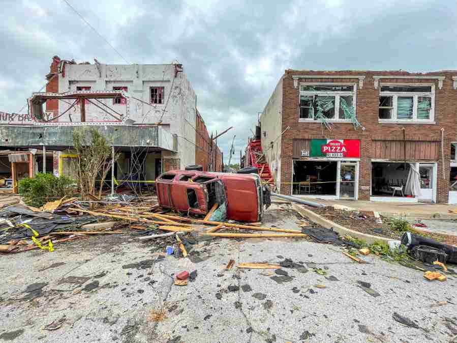 The cities of Sulphur and Marietta both received damage from the April 27 tornadoes. The Chickasaw Nation mobilized its emergency response resources to assist fellow Oklahomans and Chickasaw citizens alike. Photo courtesy Chickasaw Nation.