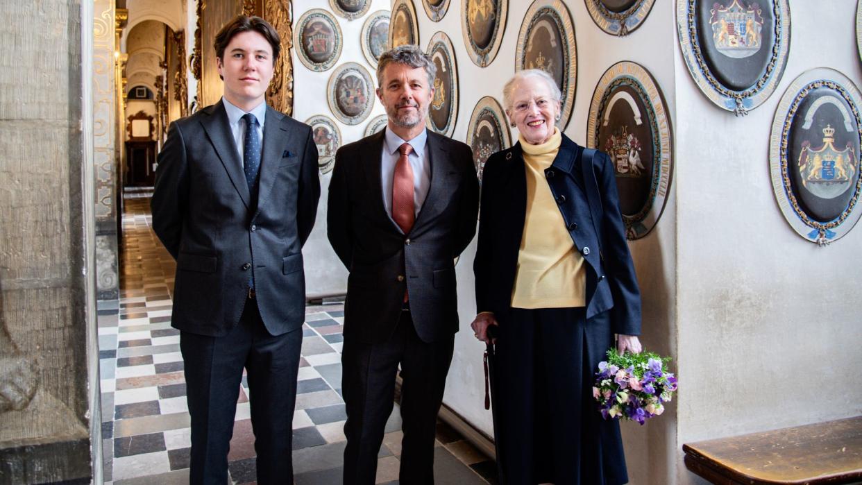 Crown Prince Christian with Queen Margrethe and King Frederik 