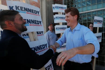 U.S. Rep. Kennedy III thanks supporters after announcing his candidacy for the U.S. Senate in Boston