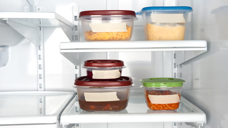 refrigerated leftovers in containers