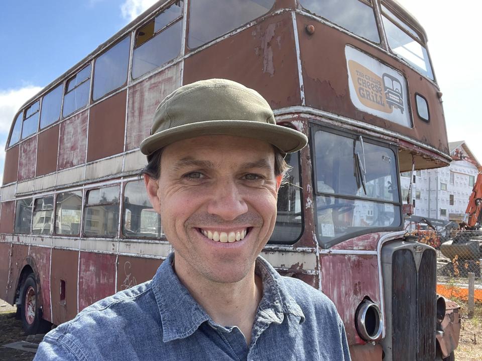 Whit Scott with the bus before he renovated it.