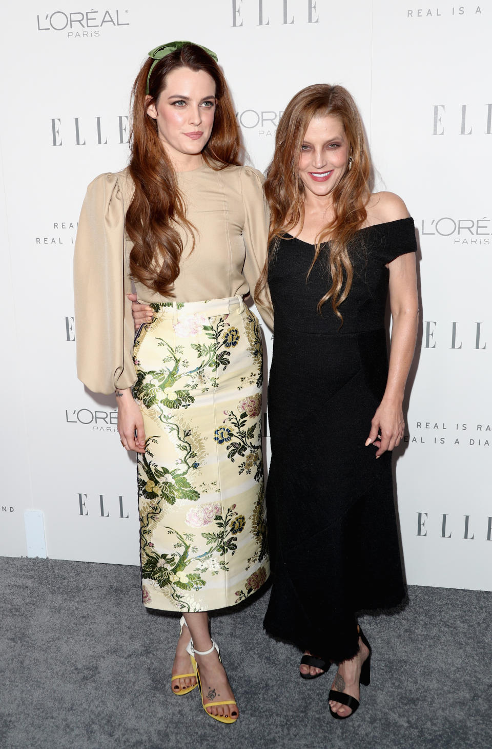 Riley Keough (L) and Lisa Marie Presley attend ELLE's 24th Annual Women in Hollywood Celebration at Four Seasons Hotel Los Angeles at Beverly Hills on October 16, 2017 in Los Angeles, California