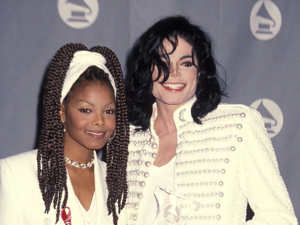 Singer Janet Jackson and singer Michael Jackson attend the 35th Annual Grammy Awards on February 24, 1993 at Shrine Auditorium in Los Angeles, California.